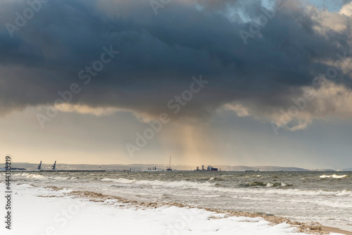 Beautiful winter see landscape without people,  panorama, Sobieszewska Island Baltic See © hajdar