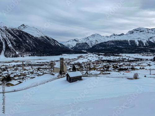 View one the village in the winter