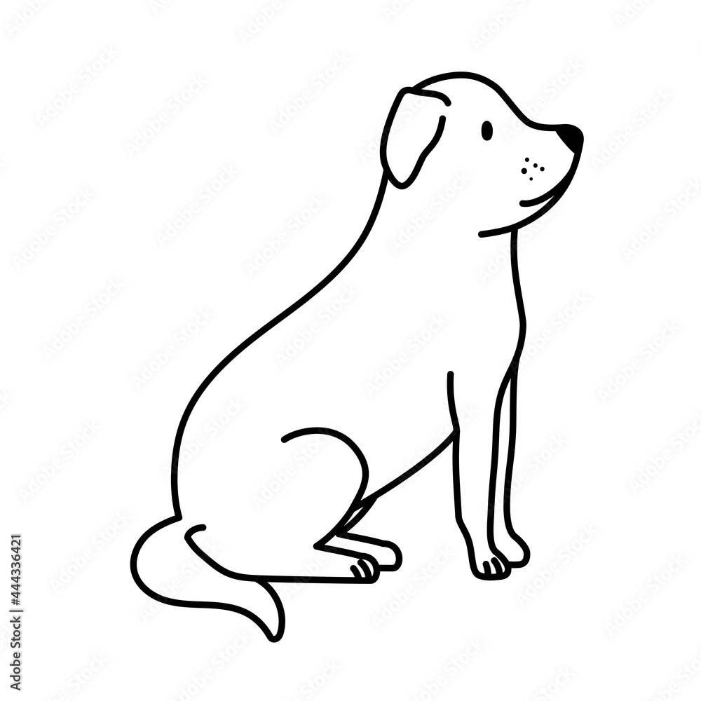 dog seated line style