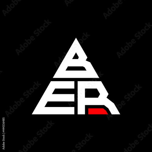 BER triangle letter logo design with triangle shape. BER triangle logo design monogram. BER triangle vector logo template with red color. BER triangular logo Simple, Elegant, and Luxurious Logo. BER 
