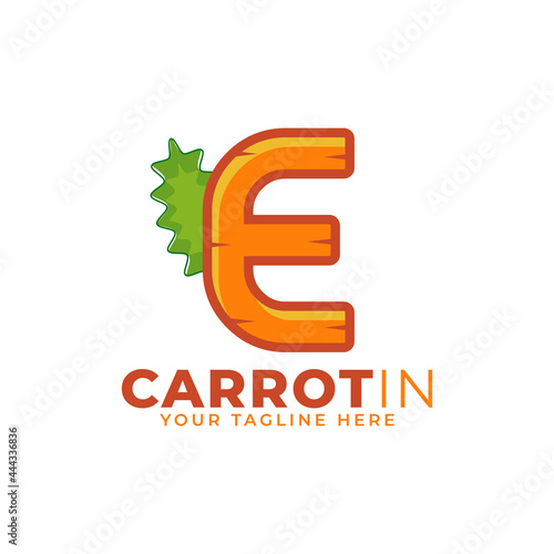 Initial Letter E Carrot Logo Design Vector. Designed for Web Site Design, Logo, App, UI