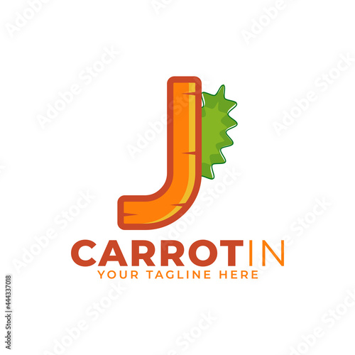 Initial Letter J Carrot Logo Design Vector. Designed for Web Site Design, Logo, App, UI