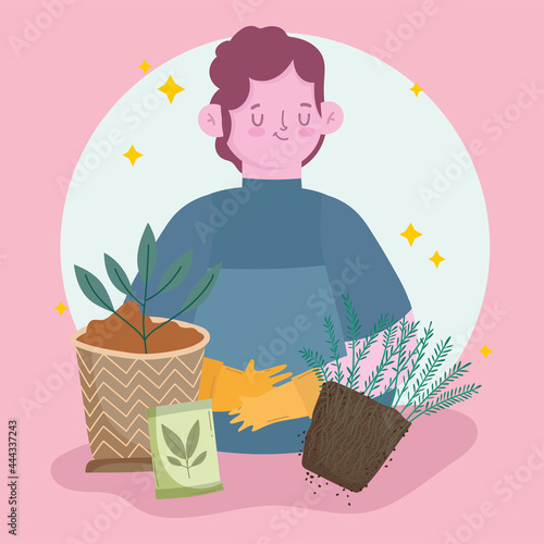 gardener man plants