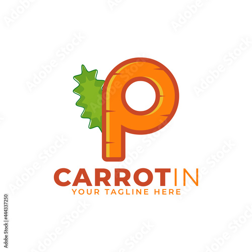 Initial Letter P Carrot Logo Design Vector. Designed for Web Site Design, Logo, App, UI