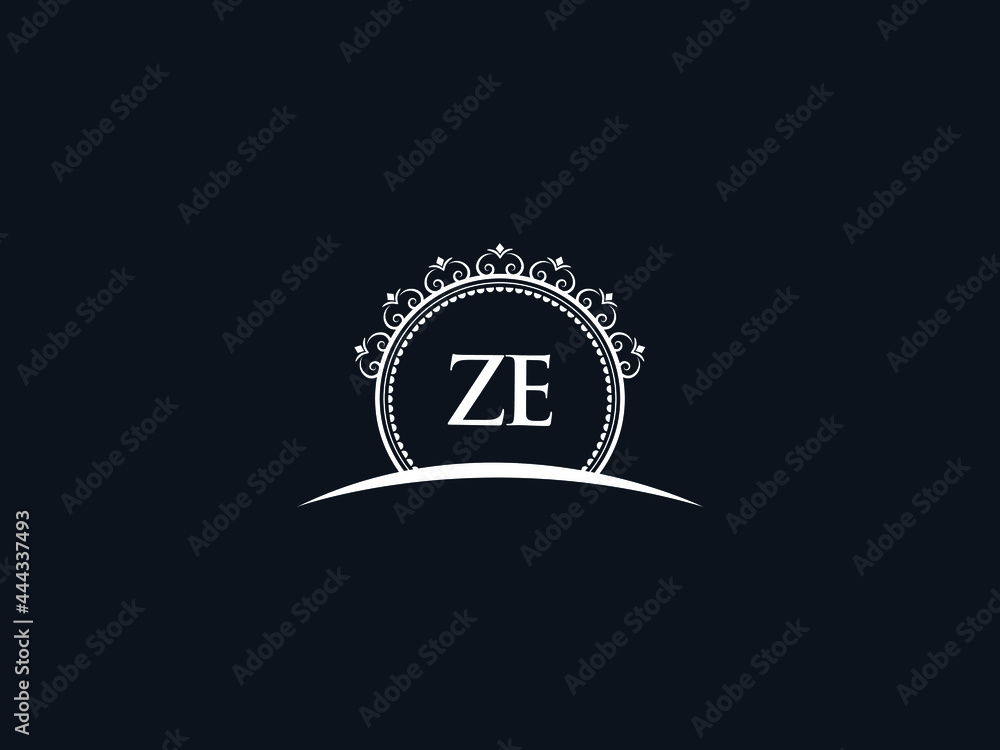 Luxury ZE Letter, initial Black ze Logo Icon Vector For Hotel Heraldic