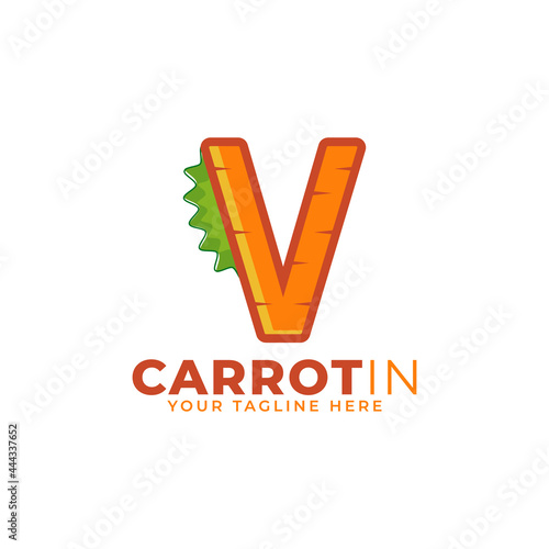 Initial Letter V Carrot Logo Design Vector. Designed for Web Site Design, Logo, App, UI
