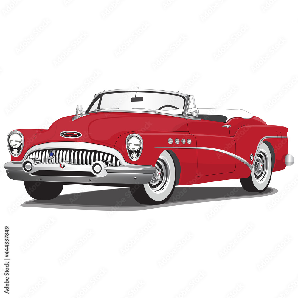 1950's Red Vintage Classic Car Illustration