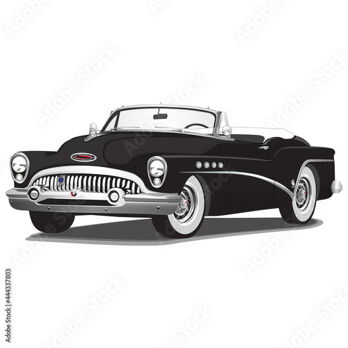 1950 s Black Vintage Classic Car Illustration