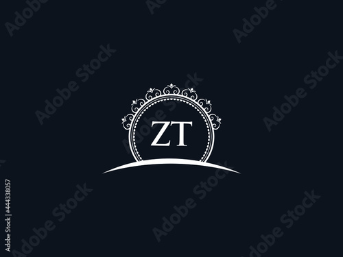 Luxury ZT Letter, initial Black zt Logo Icon Vector For Hotel Heraldic Jewelry Fashion Royalty With Brand Identity and Print Template Image photo