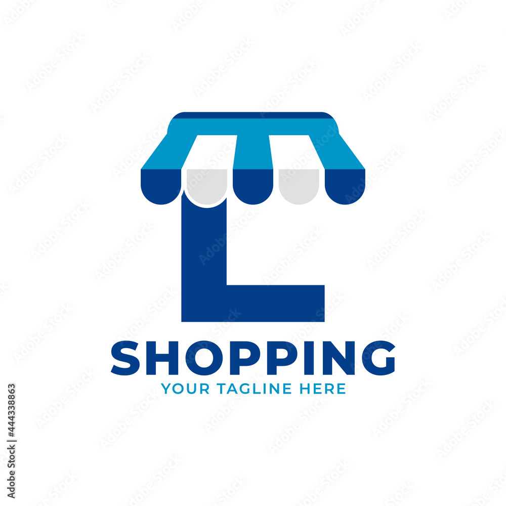 Modern Initial Letter L Shop and Market Logo Vector Illustration. Perfect for Ecommerce, Sale, Discount or Store Web Element
