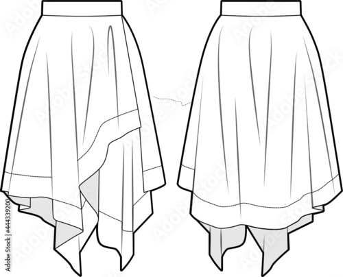 Skirt midi. Fashion vector sketch. Illustration