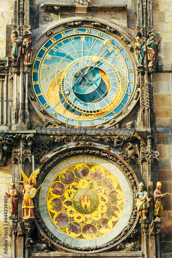 Obraz premium Astronomical Clock In Prague, Czech Republic. Close Up Photo