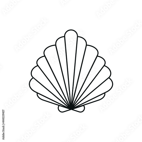 Scallop shell ocean line icon vector