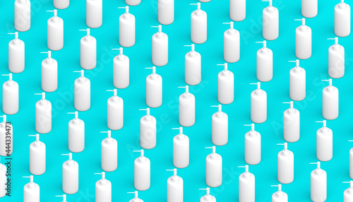 Hand soap dispenser background. 3D illustration.