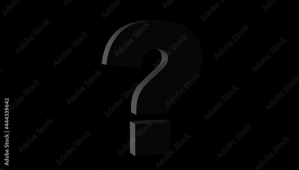 Question mark with rim on black background. 3D illustration. Question mark with rim on black background. 3D illustration.