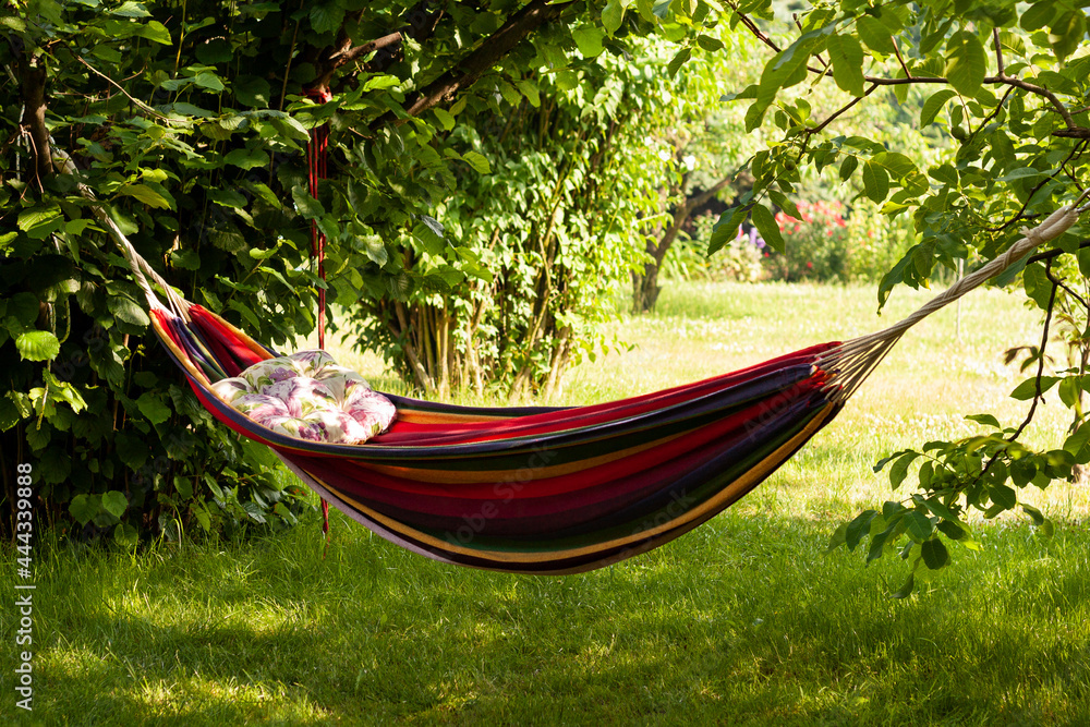 Rainbow hammock in the garden
