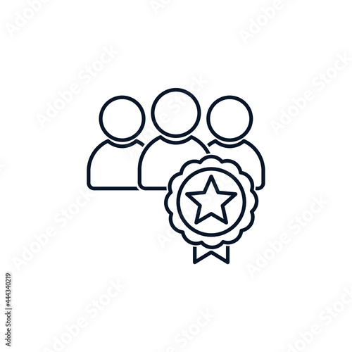 People, medal, quality mark. Certified personnel concept. Vector icon isolated on white background.