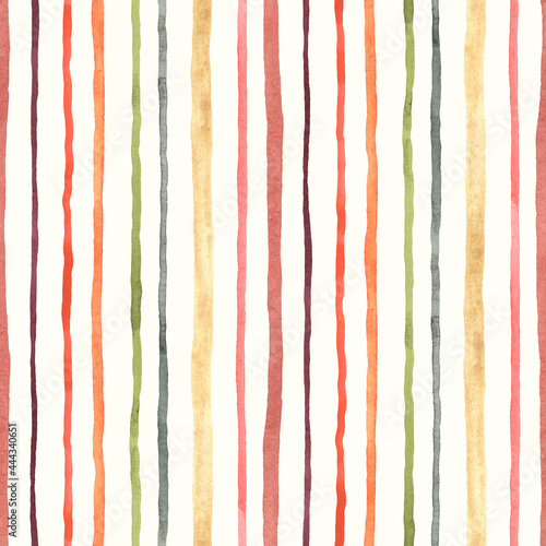 Striped watercolor seamless pattern, abstract vertical stripes on ivory background, print texture.