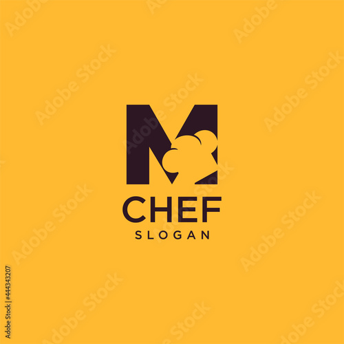 Letter M Chef Logo , Initial Restaurant Cook Vector Design art