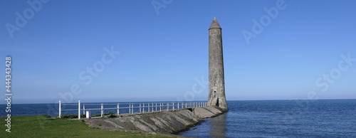 Panoramic photo of Chaine Memorial Tower Giants Pencil Larne Harbour Antrim N Ireland photo