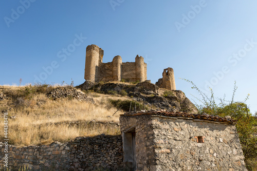 ruins of the medieval castle in Pelegrina village (Siguenza), province of Guadalajara, Castile La Mancha, Spain photo