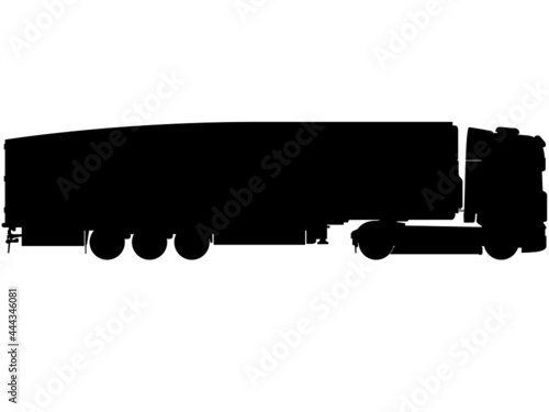 International transport 40 t truck, lorry with semi trailer. LKW Truck with trailer detailed vector illustration realistic silhouette