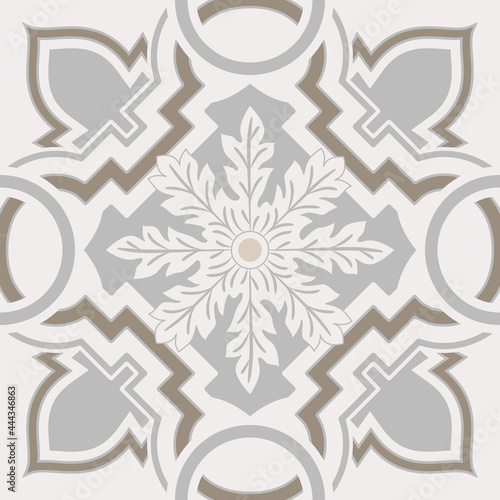 Neutral Beige Spanish Tile - Vector Ornamental Illustration