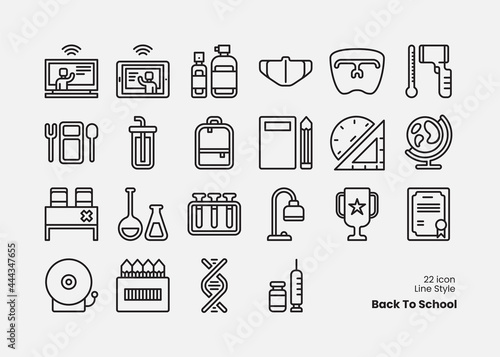 22 Icons in line style  suitable for Education or Back To School Theme