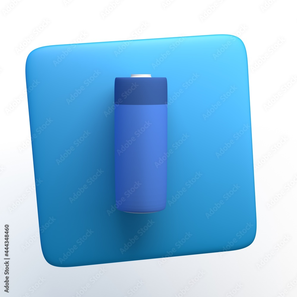 Battery icon on isolated white background. 3D illustration. App. Battery icon on isolated white background. 3D illustration. App.