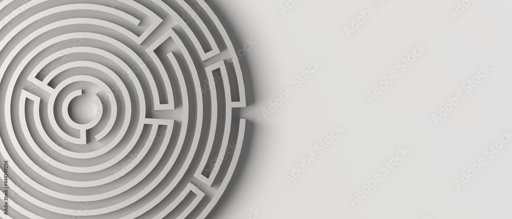 Maze on white background 3D illustration. Banner. Maze on white background 3D illustration. Banner.