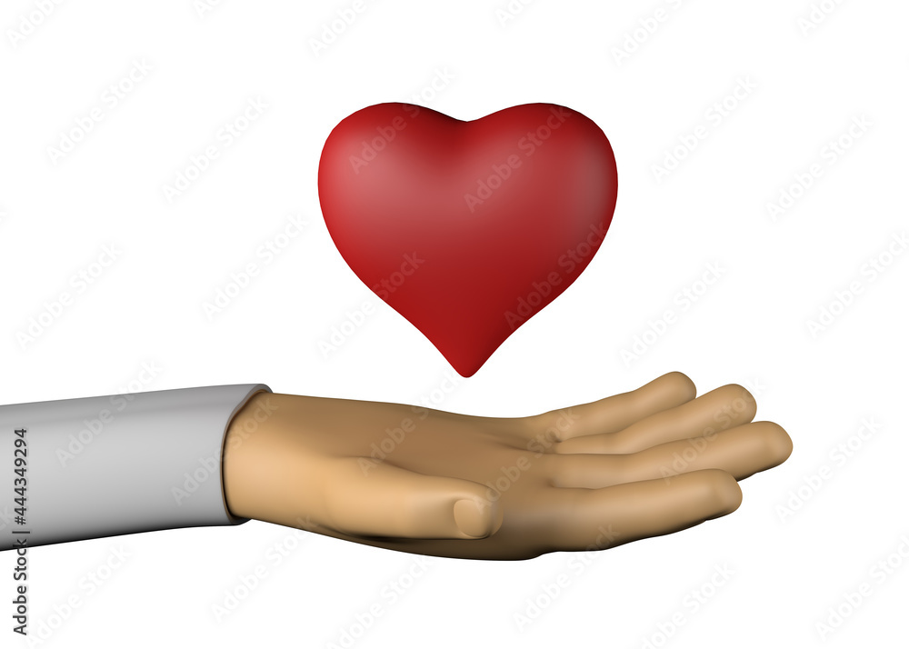 Hand with heart. Philanthropy. Charity. 3d illustration. Hand with heart. Philanthropy. Charity. 3d illustration.