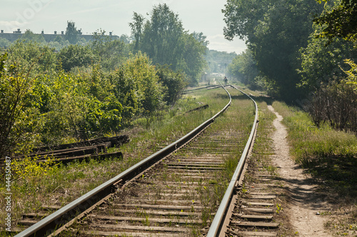 Old abandoned railroad in a sunny summer day