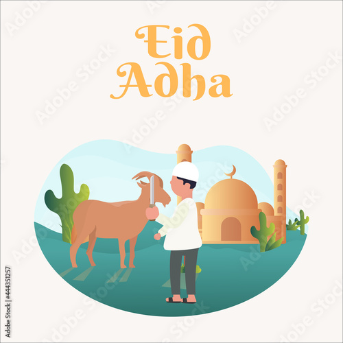 al-azha qurban bayraminiz sacrifice muslim culture celebration. eid adha illustration islamic shape