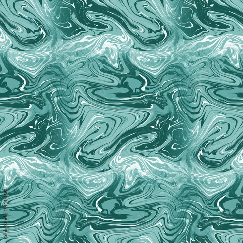 Aegean teal mottled swirl linen nautical texture background. Summer coastal living style home decor. Worn turquoise blue water effect dyed textile seamless pattern.