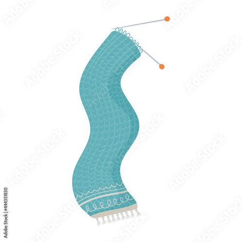 blue knitting scarf