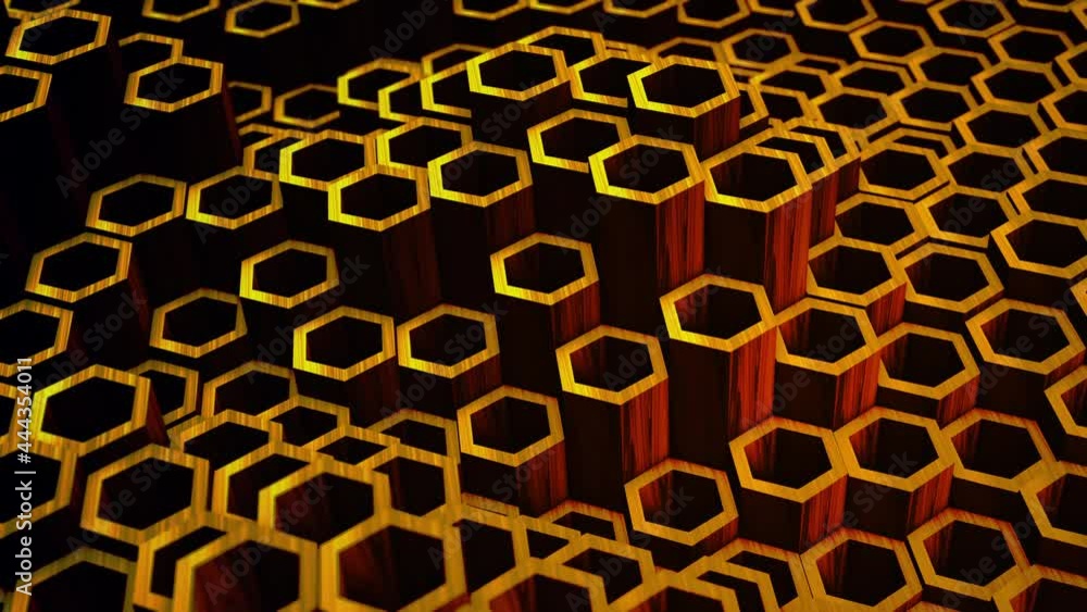 Abstract hexagon animation multicolor pattern 4K smooth concept
