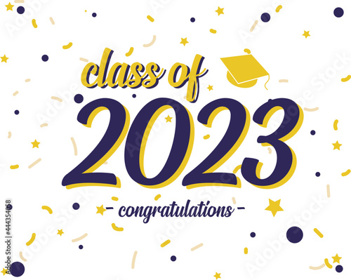 class of 2023 in blue and yellow