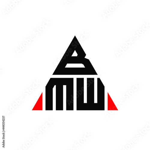 BMW triangle letter logo design with triangle shape. BMW triangle logo design monogram. BMW triangle vector logo template with red color. BMW triangular logo Simple, Elegant, and Luxurious Logo. BMW 