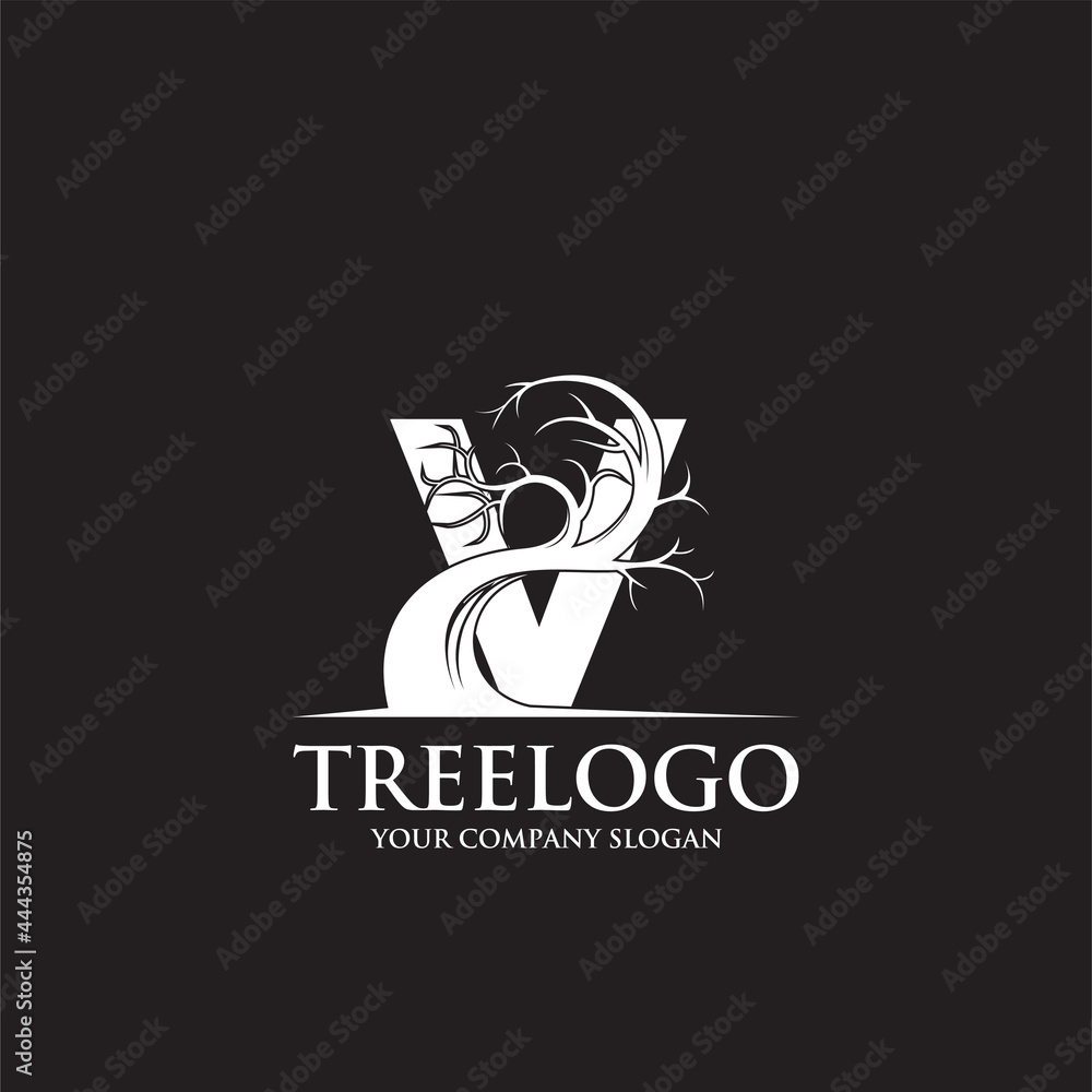 Creative tree letter V Logo design inspiration vector art Creative tree letter V Logo design inspiration vector art