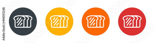 Bread slices icon set. French bread toast symbol.