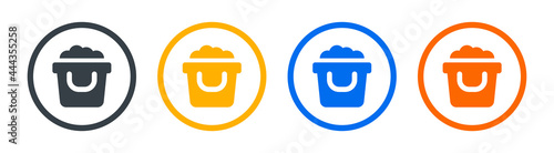 Sand bucket icon set isolated on white background.