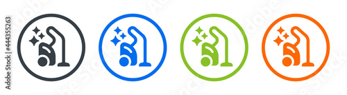 Clean concept. Hoover or vacuum cleaner vector icon set, button sign.