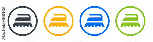 Scrubbing brush icon set. Clean and wash concept vector graphic.
