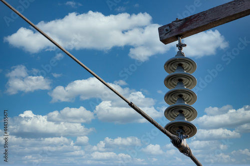 Photograph of a transmission line cable system and assembly