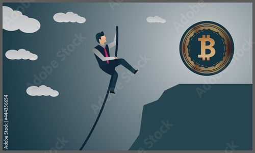vector illustration of the businessman pole vaulting towards his money goal