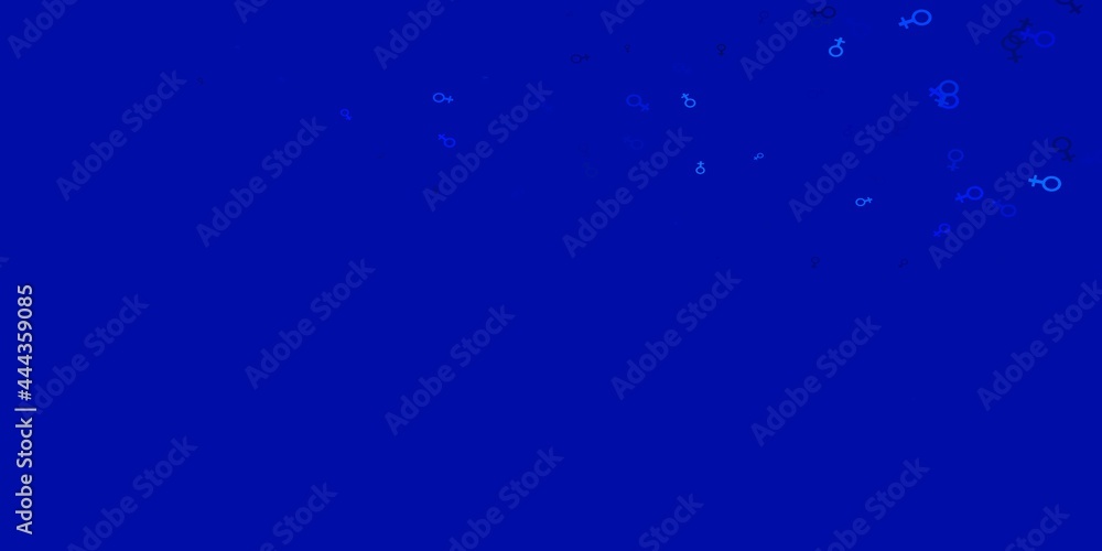 Fototapeta premium Light BLUE vector backdrop with woman's power symbols.