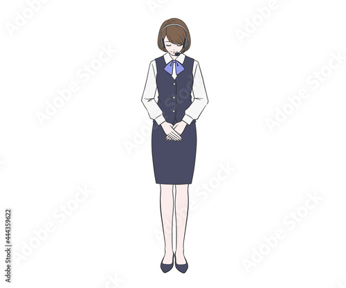 お辞儀をするオペレーターの女性