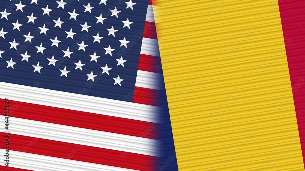 Obraz premium Chad and United States of America Flags Together Fabric Texture