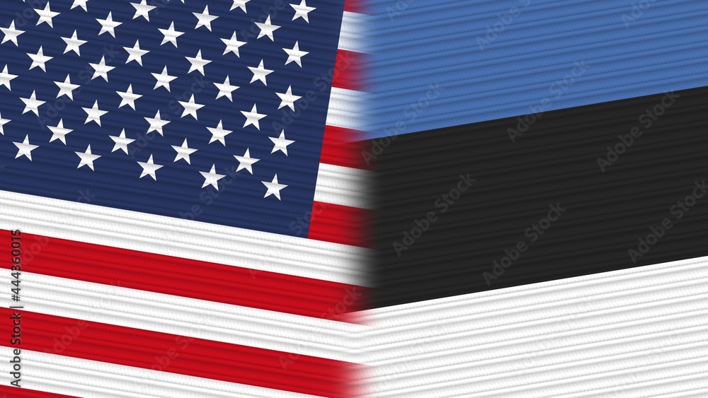 Obraz premium England and United States of America Flags Together Fabric Texture