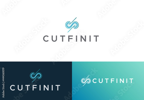 CutFinit logo in an infinite shape - stock vector